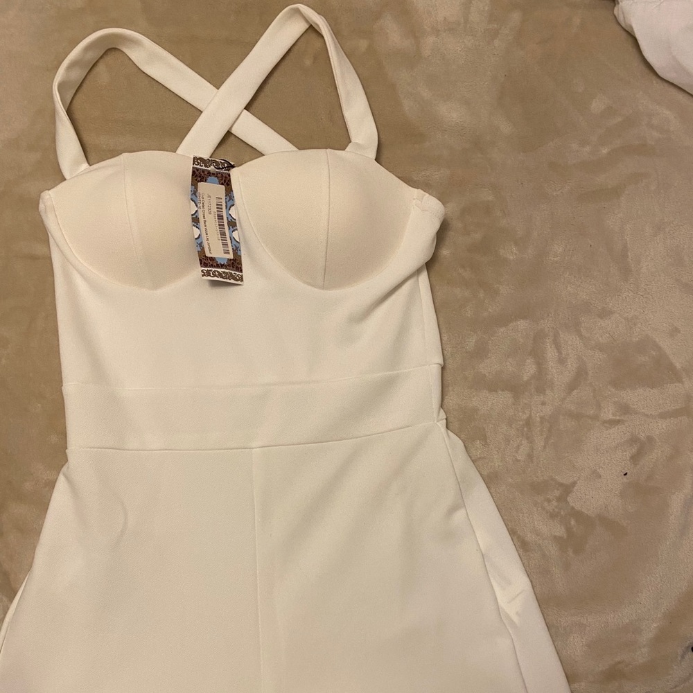 Cup Detail Cross Back Wide Leg Jumpsuit